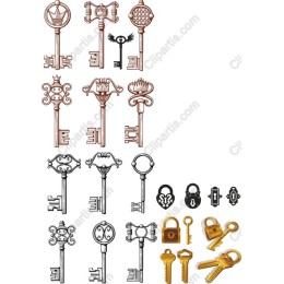 Vintage Hand-Drawn Key Collection