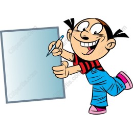 Cheerful Cartoon Character Holding a Canvas