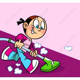 Joyful Vacuuming Girl