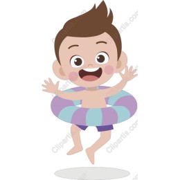 Joyful Boy with Swimming Ring