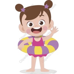 Joyful Summer Girl with Swim Ring