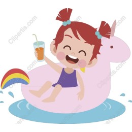 Joyful Summer Adventure: Girl on Unicorn Float