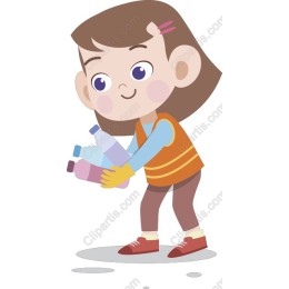 Cheerful Girl Recycling Bottles