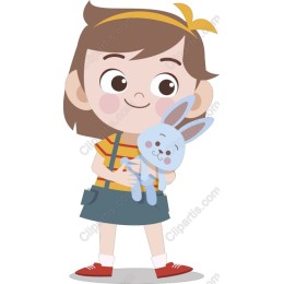 Cheerful Girl with Bunny