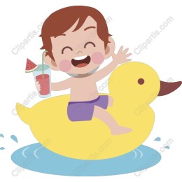 Joyful Child on Yellow Rubber Duck