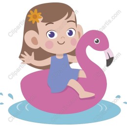 Happy Girl on Flamingo Float