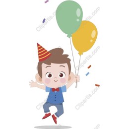 Festive Joy: Cheerful Boy with Balloons