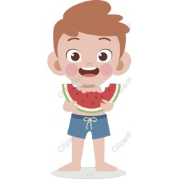 Happy Summer Kid with Watermelon