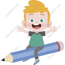 Whimsical Boy on a Pencil