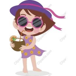 Summer Fun - Cheerful Girl with Tropical Drink