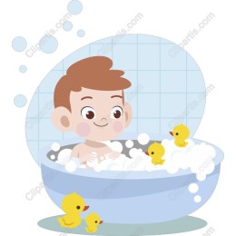 Playful Bubble Bath Boy