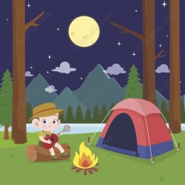 Camping Adventure: Boy Playing Guitar