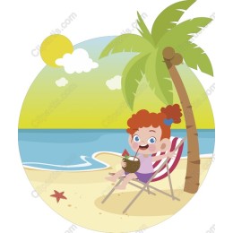 Joyful Child Relaxing on Beach