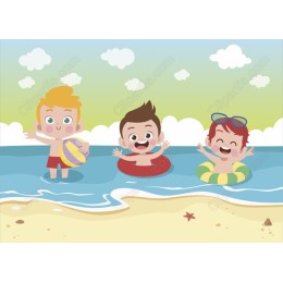 Kids Splashing at the Beach