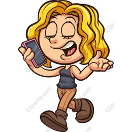 Cheerful Cartoon Phone Lady