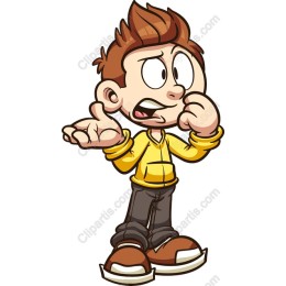Expressive Cartoon Boy in Yellow Hoodie