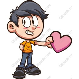 Cheerful Boy Holding Heart