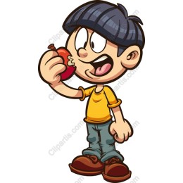 Cheerful Boy Eating Apple