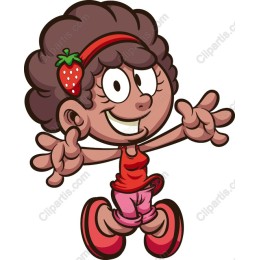Playful Cartoon Girl with Strawberry