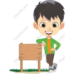 Cheerful Boy with Blank Signboard