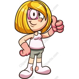 Cheerful Girl - Thumbs Up Character