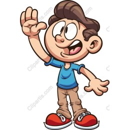 Cheerful Cartoon Boy Waving