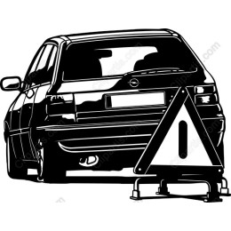 Car and Warning Sign