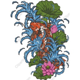 Koi Fish and Lotus Blossom
