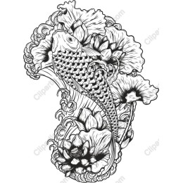 Koi Fish and Lotus Flowers