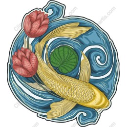 Koi Fish and Lotus Flower