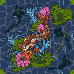 Koi Fish and Water Lilies