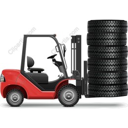 Red Forklift with Tires