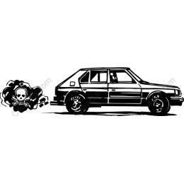 Edgy Classic Car with Skull Exhaust