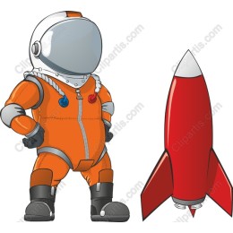 Playful Astronaut with Rocket