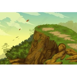 Enchanting Nature: Lush Hill and Tree Stump