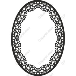 Ornamental Oval Frame - Elegant Black Clipart