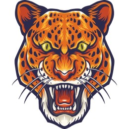 Fierce Roaring Leopard Head