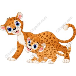 Cheerful Leopard and Cub