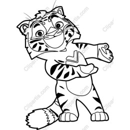 Joyful Cartoon Tiger Outline