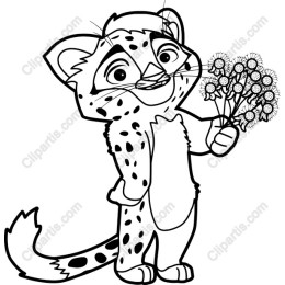 Playful Leopard Holding Dandelions
