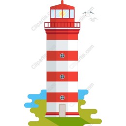 Coastal Charm: Red and White Lighthouse