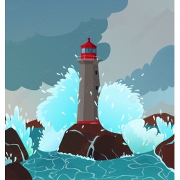 Majestic Lighthouse in Turbulent Waters