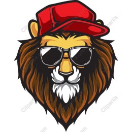 Trendy Lion with Cap and Sunglasses