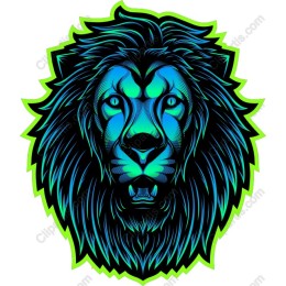 Fierce Blue and Green Lion Head