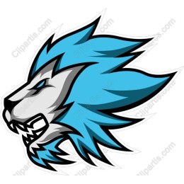 Fierce Lion Head with Blue Mane