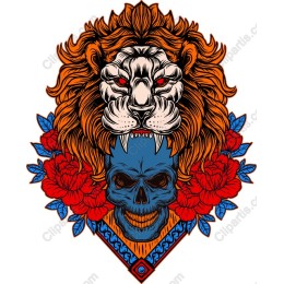 Fierce Lion and Skull