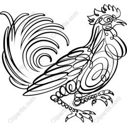 Elegant Rooster Line Art