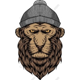 Cool Lion with Beanie