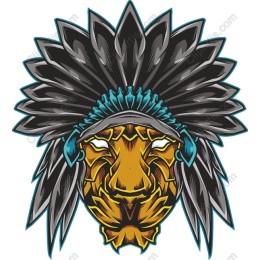 Majestic Lion with Tribal Headdress