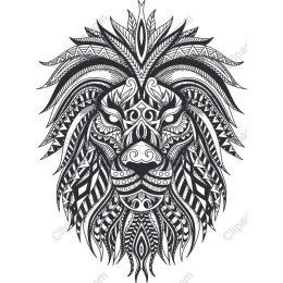 Tribal Lion - Black and White